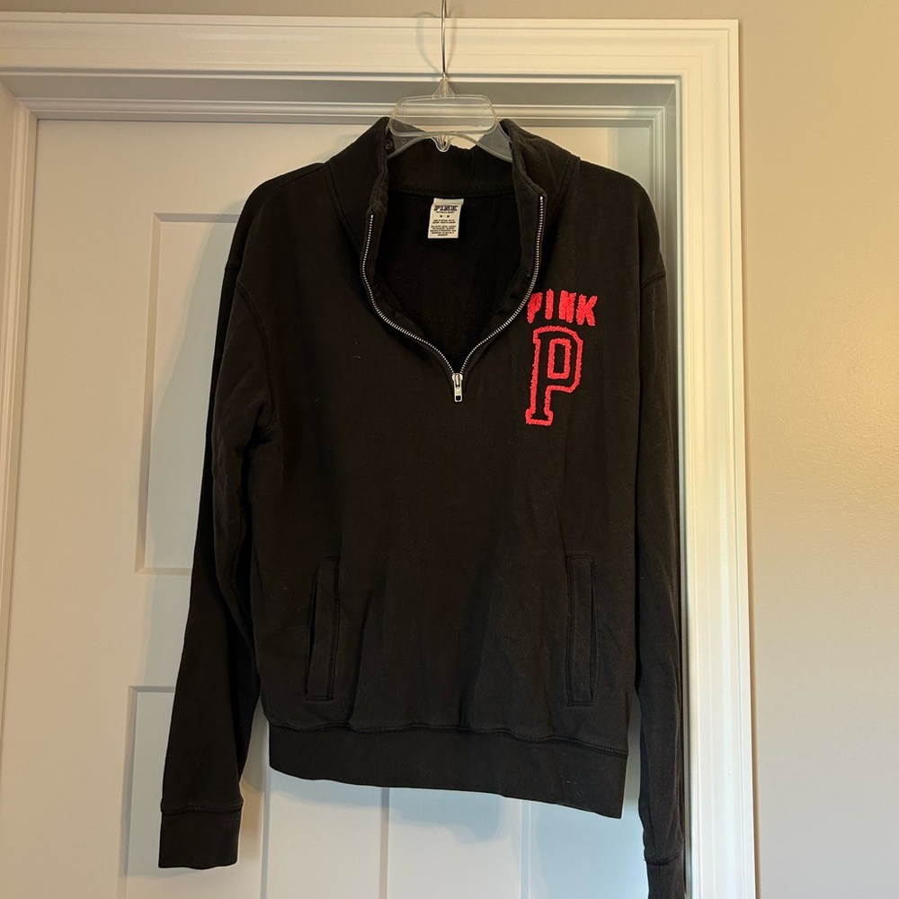 PINK Victoria's Secret Black Half-Zip Sweatshirt